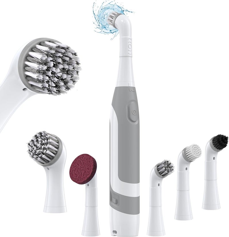 kHelfer Electric Cleaning Brush with Battery Power, KH6A Small Electric Grout Brush&5 Replacement Brush, Lightweight Waterproof Stainless Steel Wire Brush for Grout, Tile, Corner, Kitchen, Bathroom - Image 1